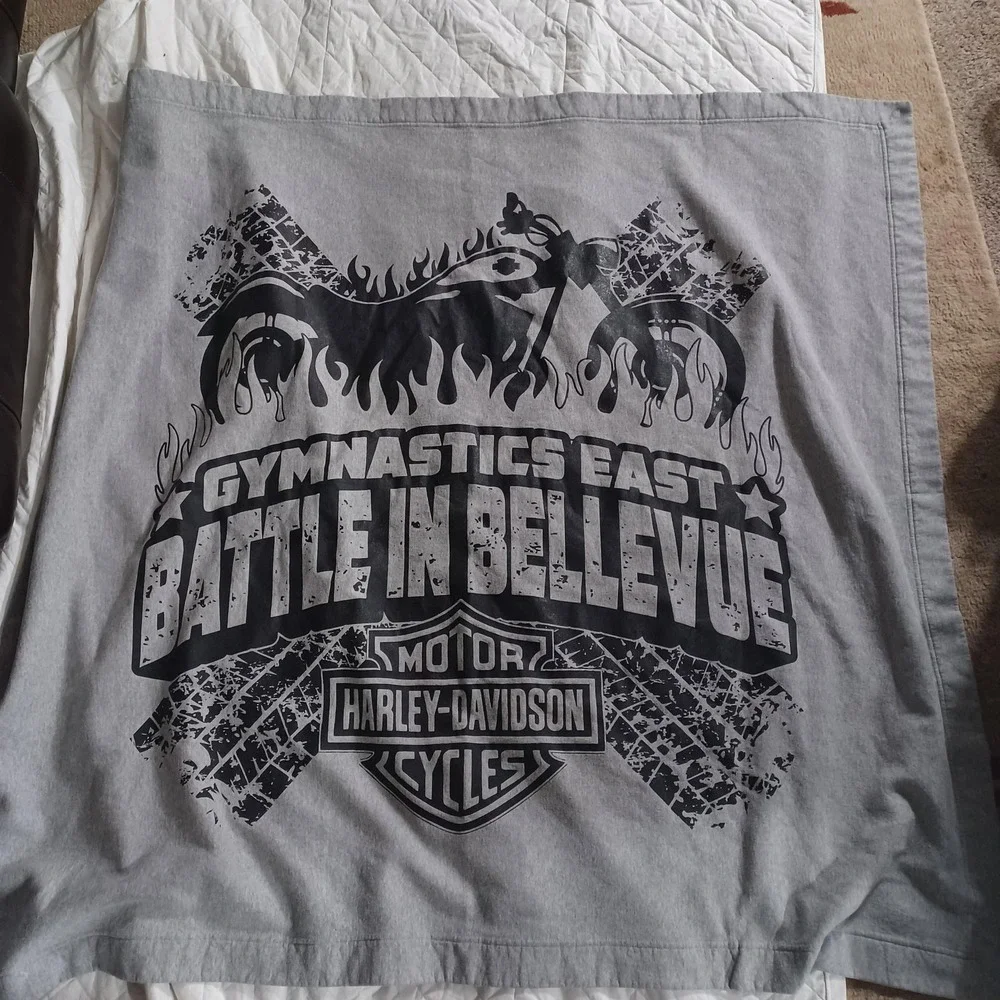 Gildan Throw Blanket Non-Standard 50x54 Gray Harley-Davidson Motorcycle Graphic
